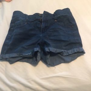 High waisted jean shorts